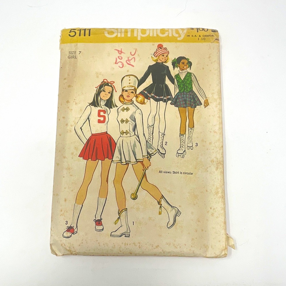 Simplicity 5111 Vintage Girls/Child Costume Pattern Cheerleader Majorette 7